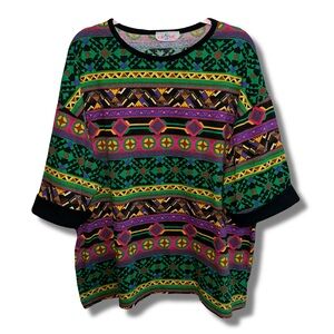 Vintage Bold Geometric Print Top